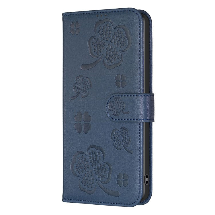 For Xiaomi Redmi Note 14 5G Case Clover Pattern Wallet Stand View Leather Phone Cover - Blue