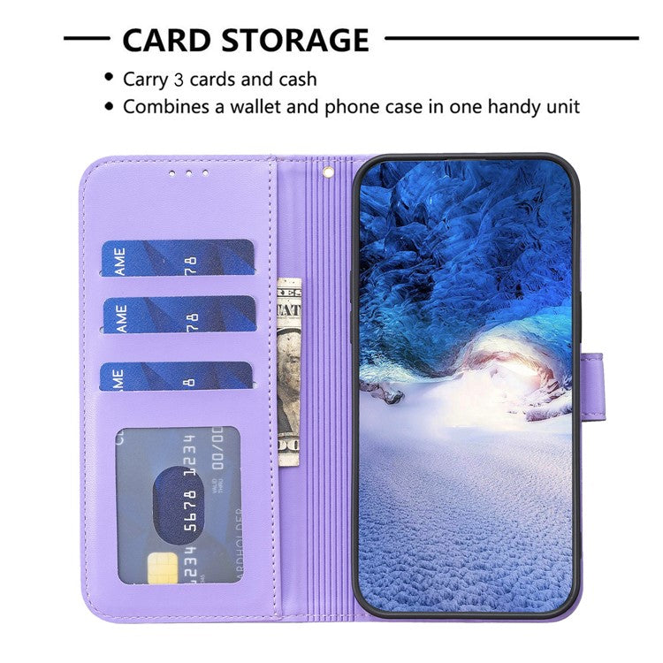 For Xiaomi Redmi Note 14 5G Case Clover Pattern Wallet Stand View Leather Phone Cover - Purple