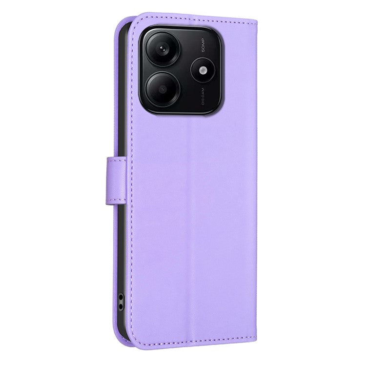 For Xiaomi Redmi Note 14 5G Case Clover Pattern Wallet Stand View Leather Phone Cover - Purple