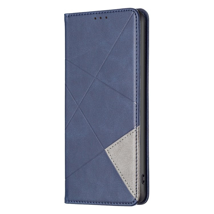 For Xiaomi Redmi Note 14 5G Case Card Slots Geometry Imprint Leather Phone Cover - Blue