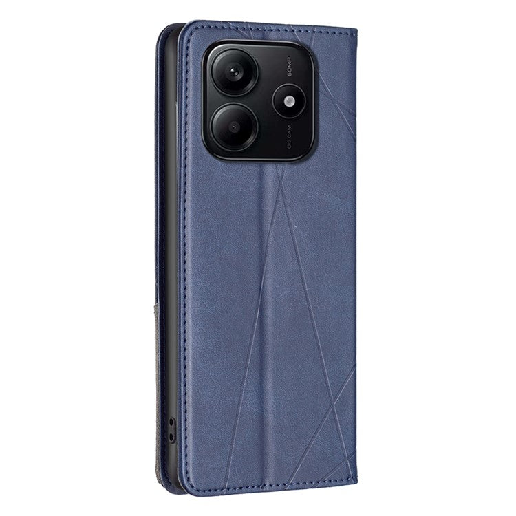 For Xiaomi Redmi Note 14 5G Case Card Slots Geometry Imprint Leather Phone Cover - Blue