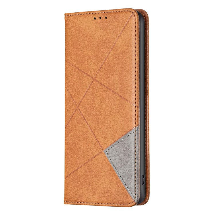 For Xiaomi Redmi Note 14 5G Case Card Slots Geometry Imprint Leather Phone Cover - Yellow