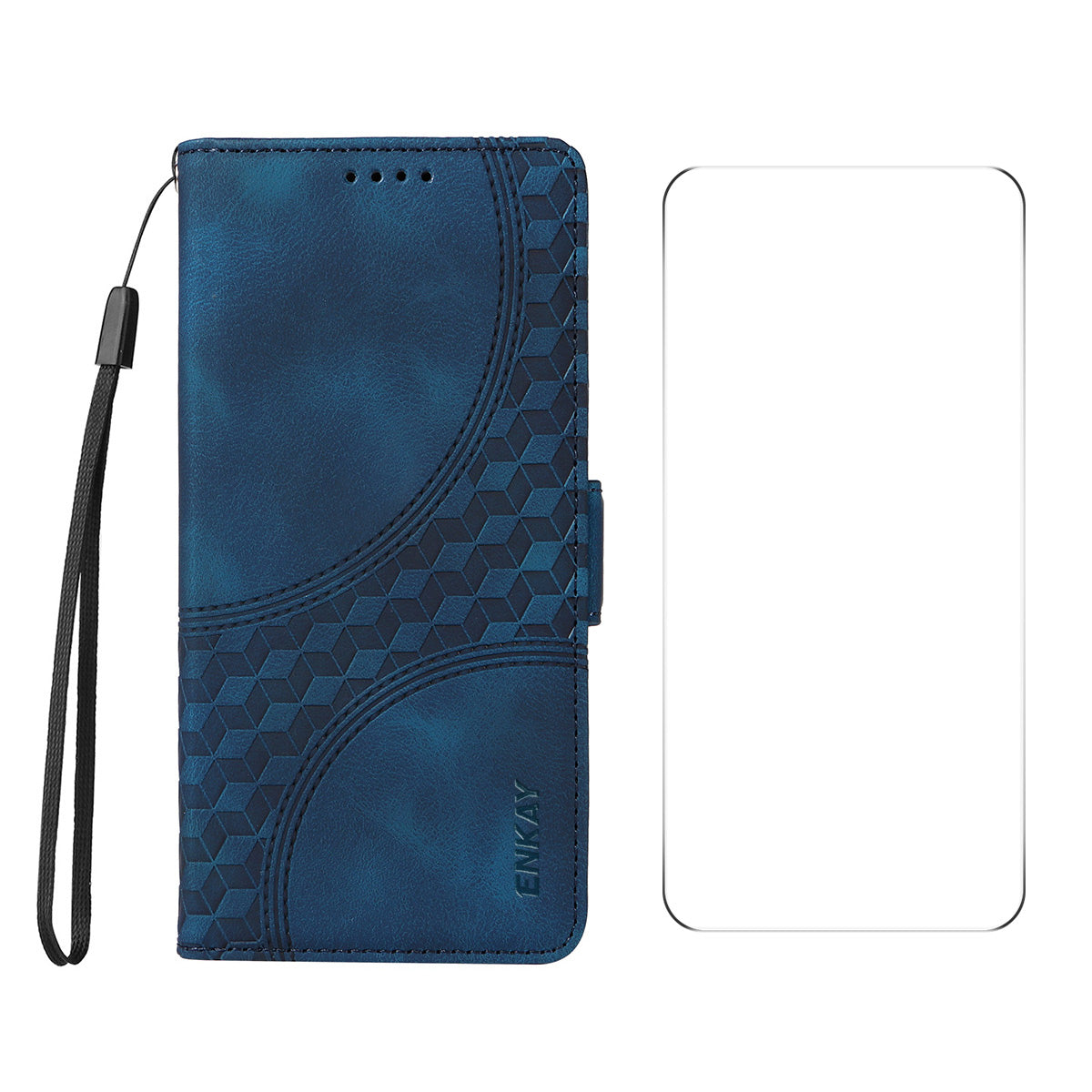 For Google Pixel 9 Pro XL ENKAY Starry Sky Pattern PU Leather Case Wallet Shockproof Phone Cover with Screen Film - Blue