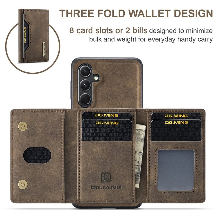 DG.MING M2 Series for Samsung Galaxy A16 5G / A16 4G Case PU+PC+TPU Phone Cover Detachable Wallet - Coffee