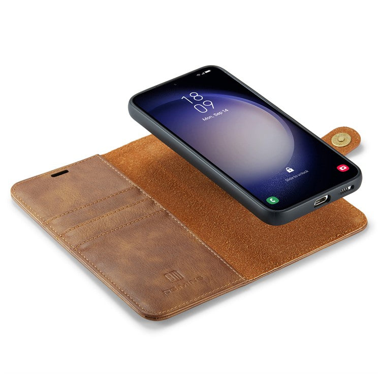 DG.MING for Samsung Galaxy A16 5G / A16 4G Case Detachable Split Leather Phone Cover - Brown