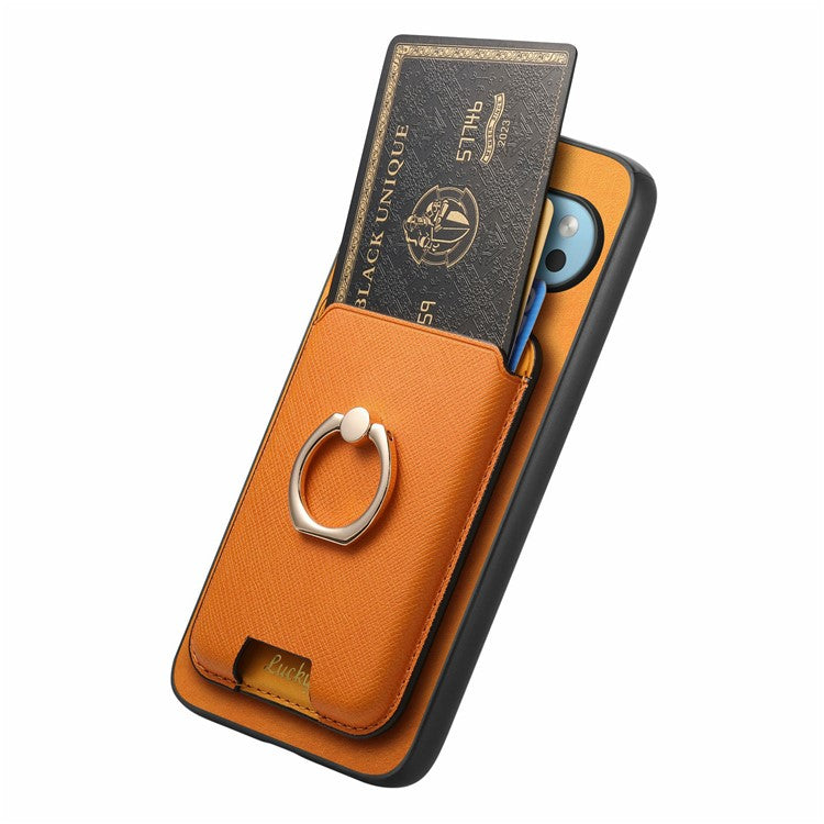 For Google Pixel 9 Pro XL Magnetic Case Leather+TPU Phone Cover Detachable Card Bag - Orange