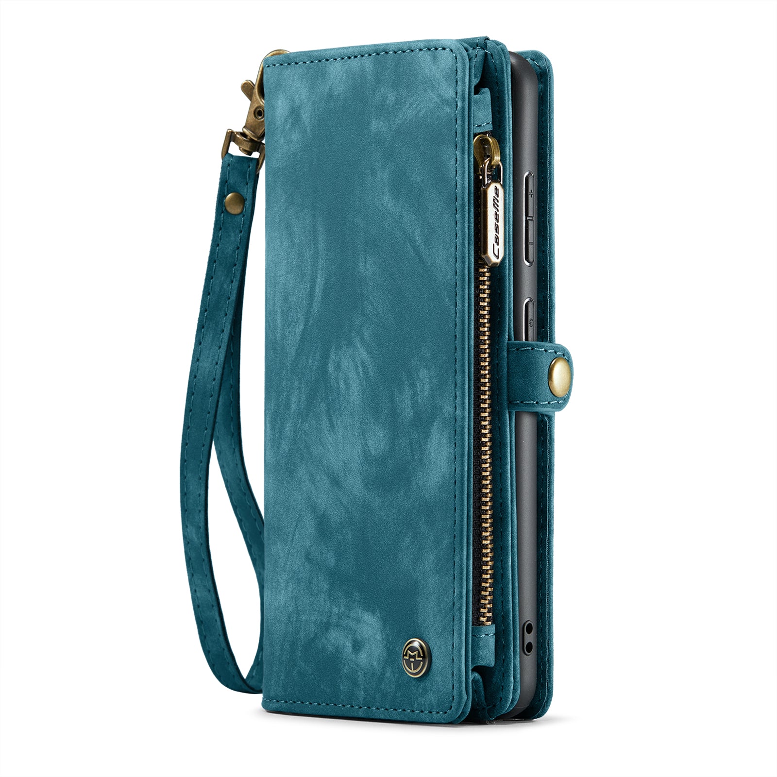 For Samsung Galaxy S24 FE Case CASEME 008 Series Detachable Leather Zipper Wallet Phone Cover - Blue