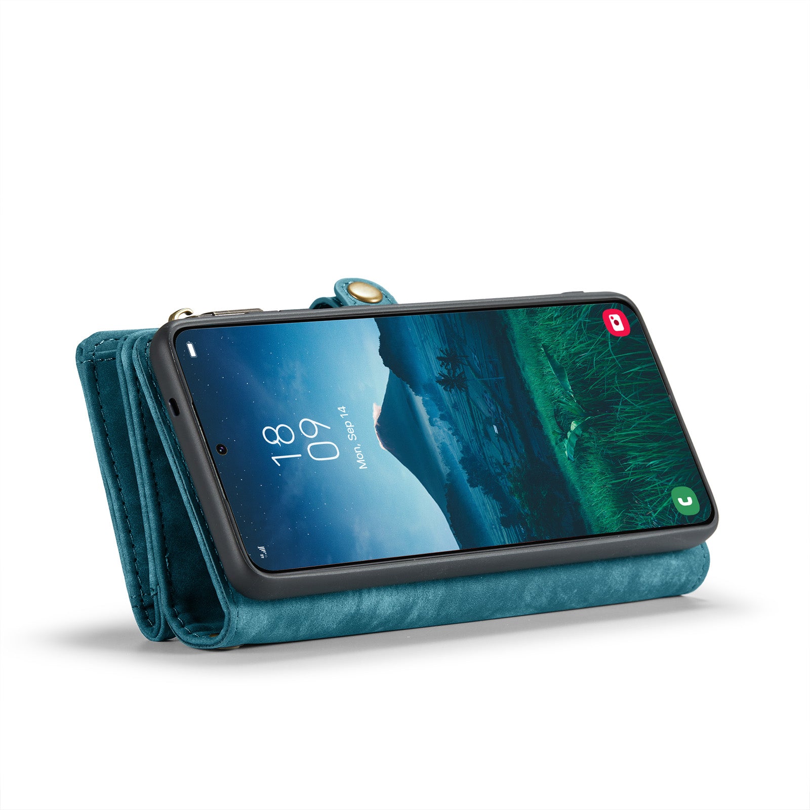 For Samsung Galaxy S24 FE Case CASEME 008 Series Detachable Leather Zipper Wallet Phone Cover - Blue