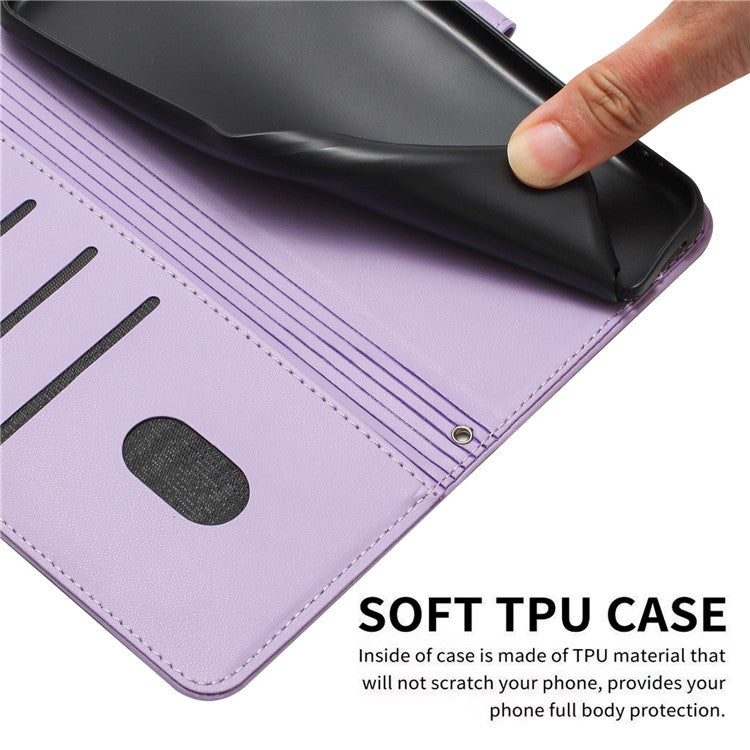 For Google Pixel 9 Pro / Pixel 9 Case with Strap Cats Imprint Leather Wallet Phone Cover - Purple