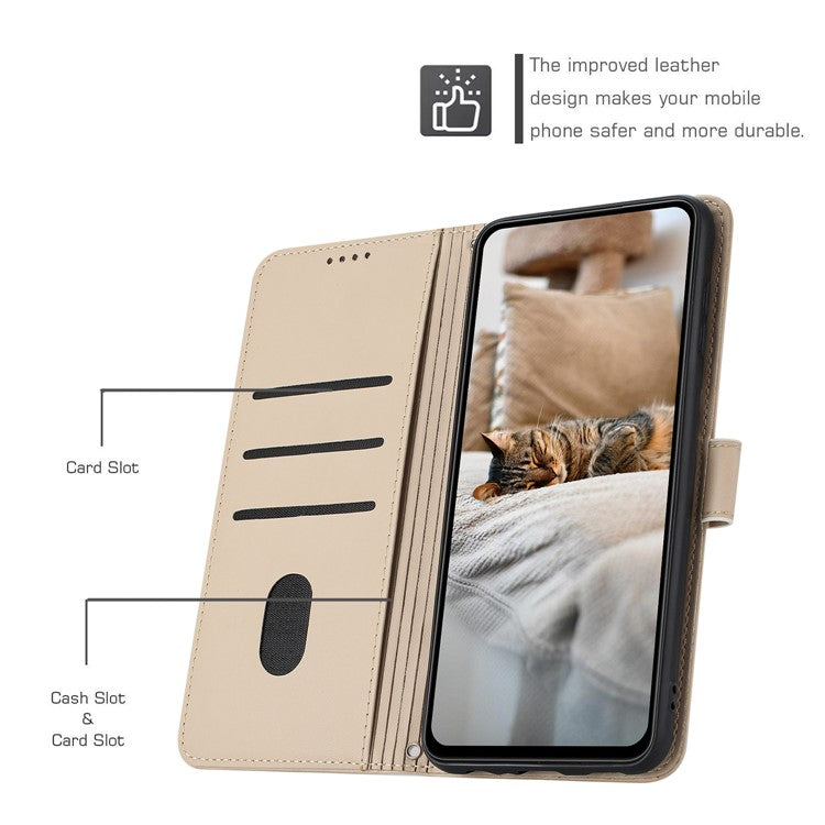 For Google Pixel 9 Pro / Pixel 9 Case with Strap Cats Imprint Leather Wallet Phone Cover - Beige