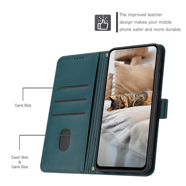 For Google Pixel 9 Pro XL Case with Strap Cats Imprint Leather Wallet Phone Cover - Blackish Green