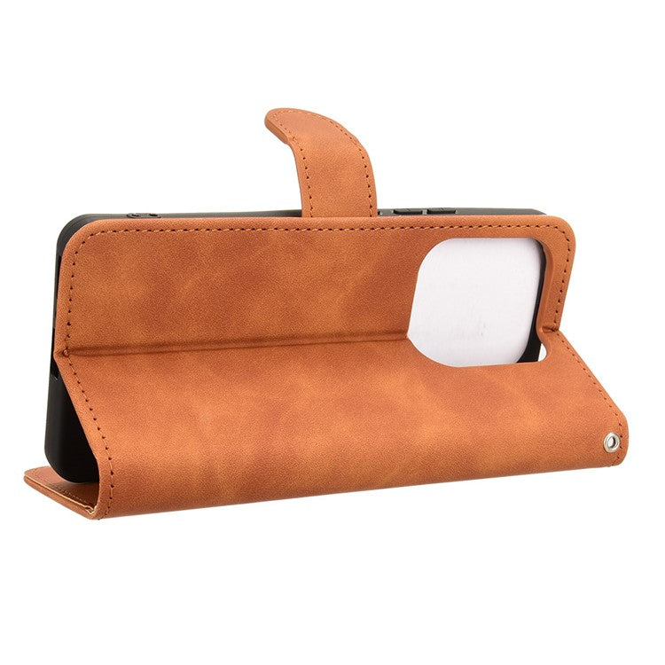 For Xiaomi Redmi Note 14 5G / 14 4G Leather Case Skin-Feel Anti-Drop Wallet Flip Phone Cover - Brown