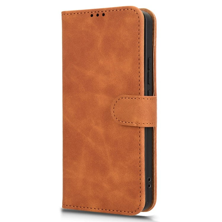 For Xiaomi Redmi Note 14 5G / 14 4G Leather Case Skin-Feel Anti-Drop Wallet Flip Phone Cover - Brown