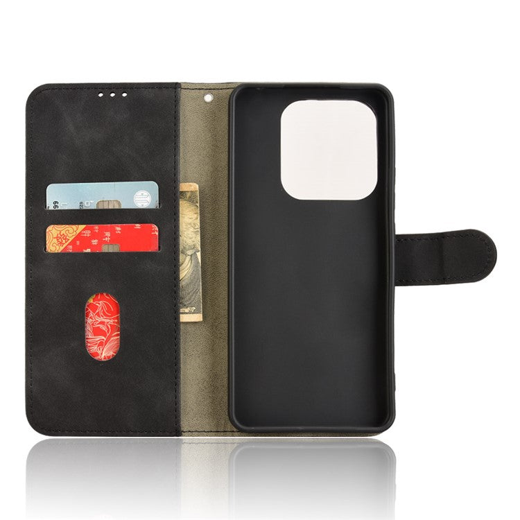 For Xiaomi Redmi Note 14 5G / 14 4G Leather Case Skin-Feel Anti-Drop Wallet Flip Phone Cover - Black