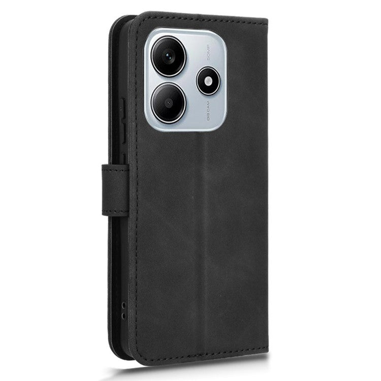 For Xiaomi Redmi Note 14 5G / 14 4G Leather Case Skin-Feel Anti-Drop Wallet Flip Phone Cover - Black