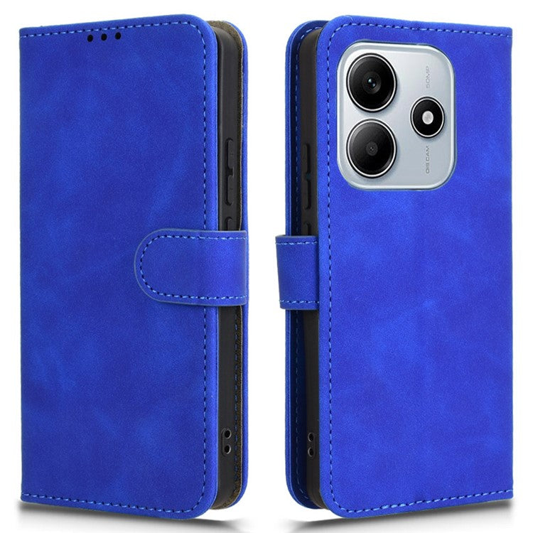 For Xiaomi Redmi Note 14 5G / 14 4G Leather Case Skin-Feel Anti-Drop Wallet Flip Phone Cover - Blue