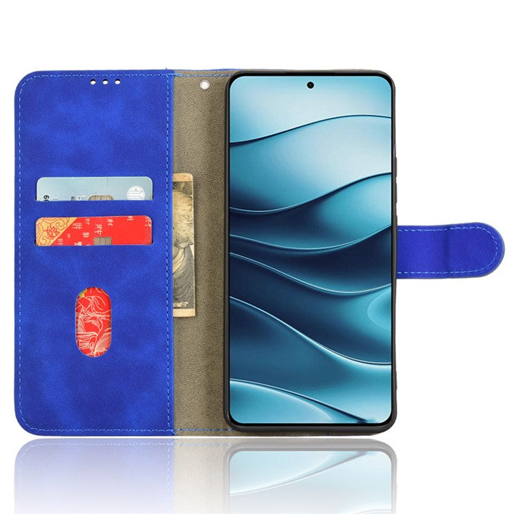 For Xiaomi Redmi Note 14 5G / 14 4G Leather Case Skin-Feel Anti-Drop Wallet Flip Phone Cover - Blue