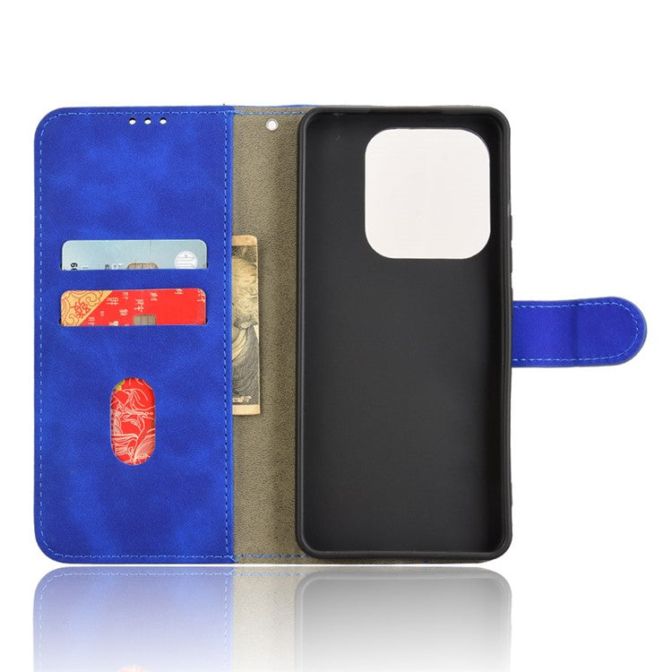 For Xiaomi Redmi Note 14 5G / 14 4G Leather Case Skin-Feel Anti-Drop Wallet Flip Phone Cover - Blue