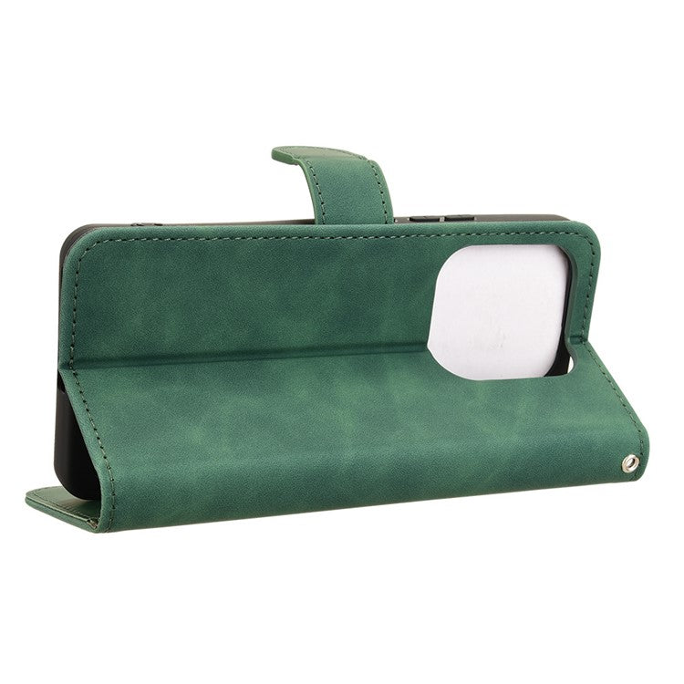 For Xiaomi Redmi Note 14 5G / 14 4G Leather Case Skin-Feel Anti-Drop Wallet Flip Phone Cover - Green