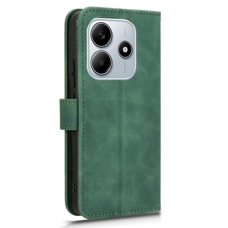 For Xiaomi Redmi Note 14 5G / 14 4G Leather Case Skin-Feel Anti-Drop Wallet Flip Phone Cover - Green