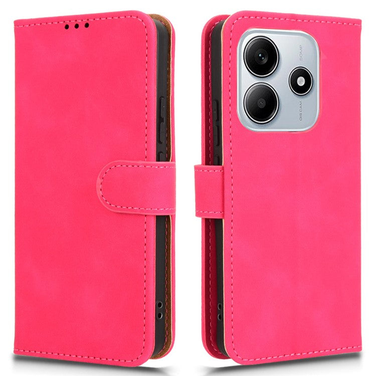 For Xiaomi Redmi Note 14 5G / 14 4G Leather Case Skin-Feel Anti-Drop Wallet Flip Phone Cover - Rose