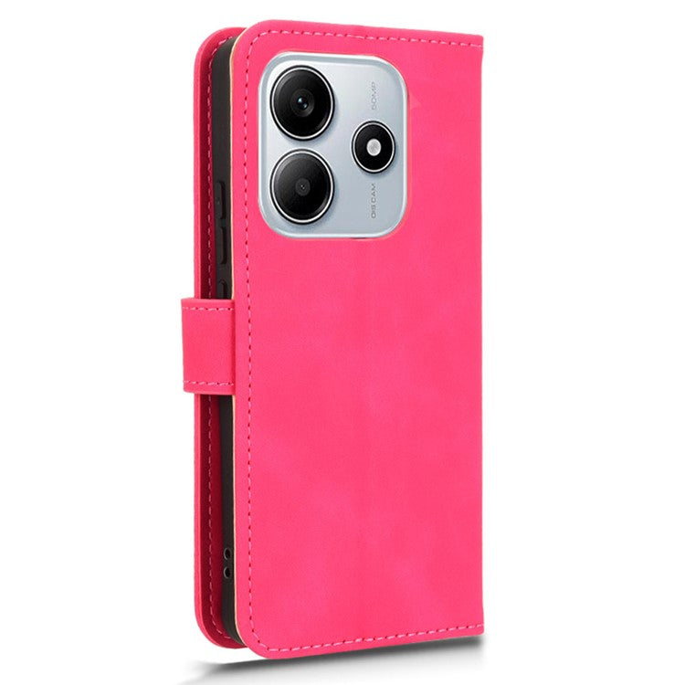 For Xiaomi Redmi Note 14 5G / 14 4G Leather Case Skin-Feel Anti-Drop Wallet Flip Phone Cover - Rose