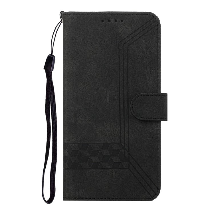 YX0010 Series for Samsung Galaxy S25 Ultra Wallet Case Rhombus Lines Leather Phone Cover - Black