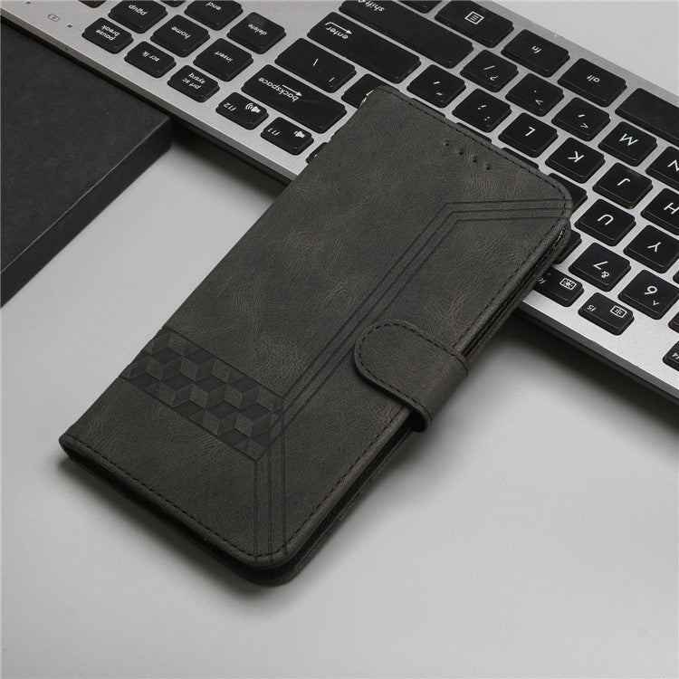 YX0010 Series for Samsung Galaxy S25 Ultra Wallet Case Rhombus Lines Leather Phone Cover - Black