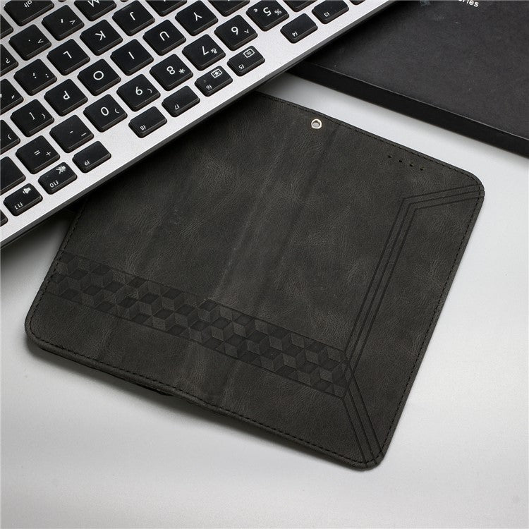 YX0010 Series for Samsung Galaxy S25+ Wallet Case Rhombus Lines Leather Phone Cover - Black