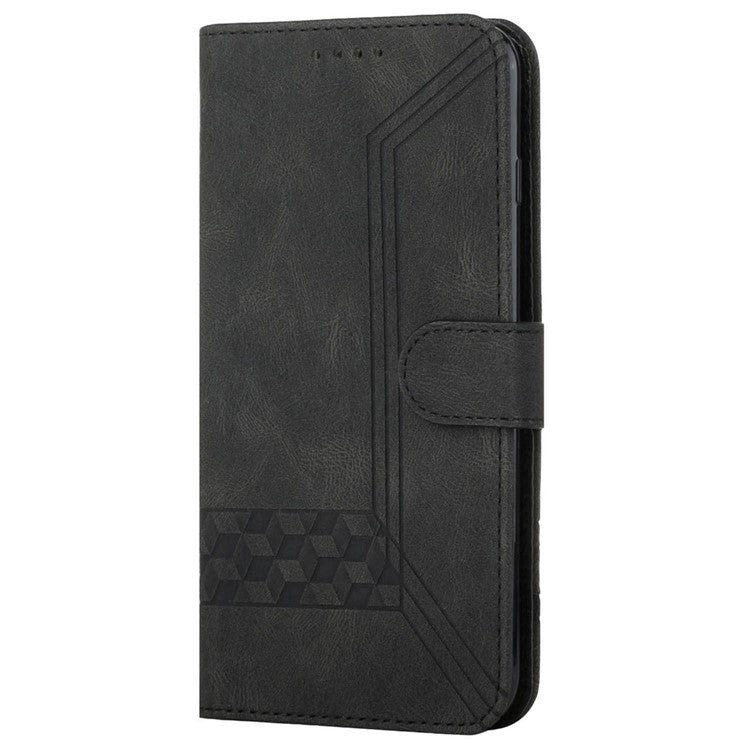 YX0010 Series for Samsung Galaxy S25+ Wallet Case Rhombus Lines Leather Phone Cover - Black