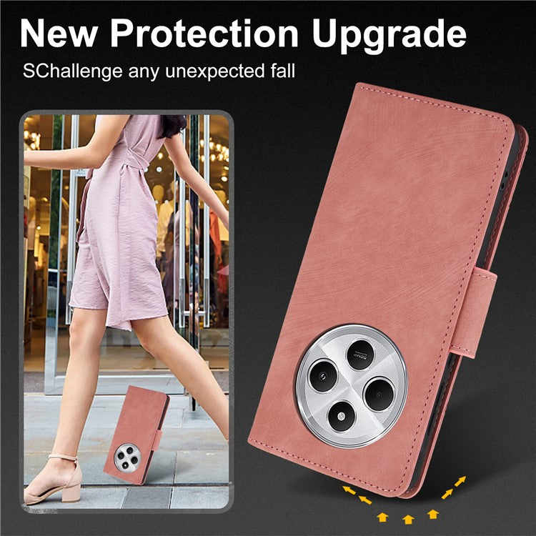 SY-001 For Xiaomi Poco C75 4G / Redmi 14R 5G / 14C 4G Case Flower Butterfly Leather Wallet Phone Cover with Hand Strap - Pink