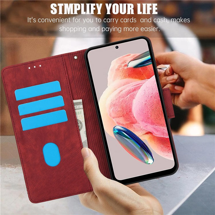 SY-001 For Xiaomi Poco C75 4G / Redmi 14R 5G / 14C 4G Case Flower Butterfly Leather Wallet Phone Cover with Hand Strap - Red