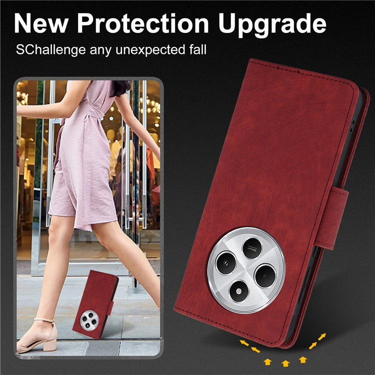 SY-001 For Xiaomi Poco C75 4G / Redmi 14R 5G / 14C 4G Case Flower Butterfly Leather Wallet Phone Cover with Hand Strap - Red