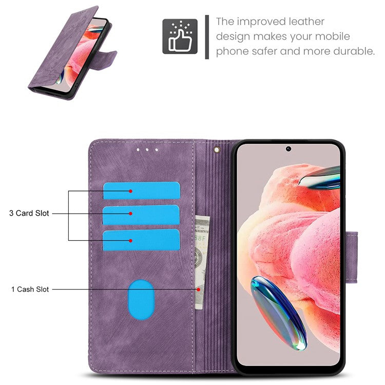 SY-001 For Xiaomi Poco C75 4G / Redmi 14R 5G / 14C 4G Case Flower Butterfly Leather Wallet Phone Cover with Hand Strap - Purple