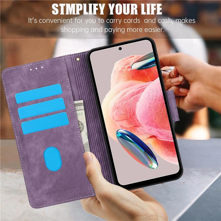 SY-001 For Xiaomi Poco C75 4G / Redmi 14R 5G / 14C 4G Case Flower Butterfly Leather Wallet Phone Cover with Hand Strap - Purple