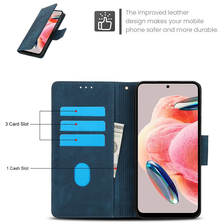 SY-001 For Xiaomi Poco C75 4G / Redmi 14R 5G / 14C 4G Case Flower Butterfly Leather Wallet Phone Cover with Hand Strap - Blue