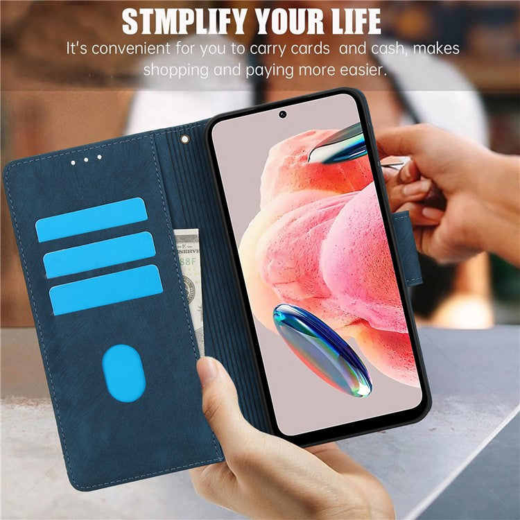 SY-001 For Xiaomi Poco C75 4G / Redmi 14R 5G / 14C 4G Case Flower Butterfly Leather Wallet Phone Cover with Hand Strap - Blue