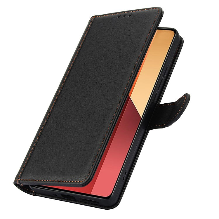 SY-003 For Xiaomi Poco C75 4G / Redmi 14R 5G / 14C 4G Case PU Leather Stand View Phone Wallet Cover with Shoulder Strap - Black