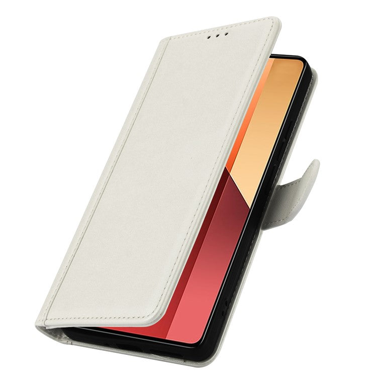 SY-003 For Xiaomi Poco C75 4G / Redmi 14R 5G / 14C 4G Case PU Leather Stand View Phone Wallet Cover with Shoulder Strap - White