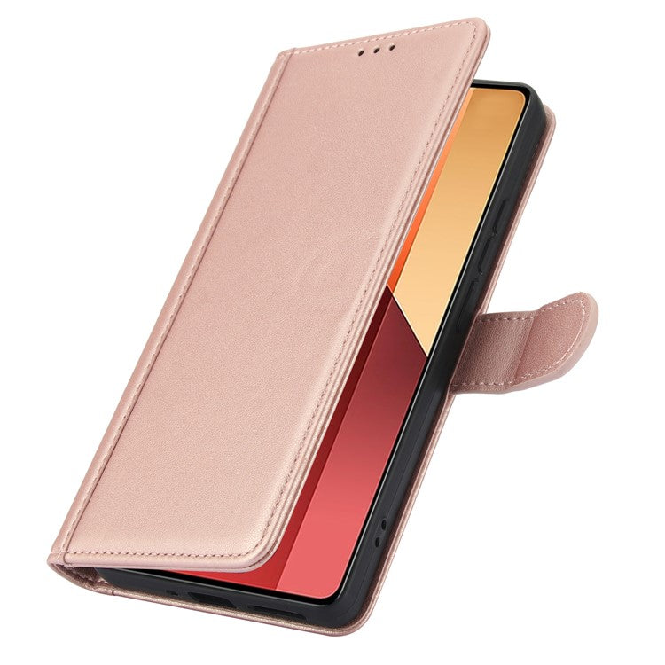 SY-003 For Xiaomi Poco C75 4G / Redmi 14R 5G / 14C 4G Case PU Leather Stand View Phone Wallet Cover with Shoulder Strap - Pink