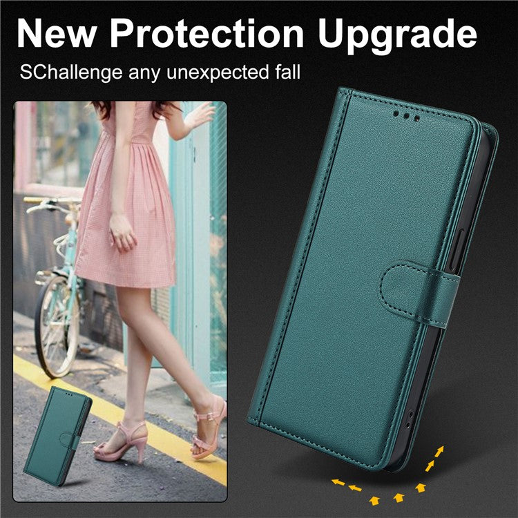 SY-003 For Xiaomi Poco C75 4G / Redmi 14R 5G / 14C 4G Case PU Leather Stand View Phone Wallet Cover with Shoulder Strap - Green