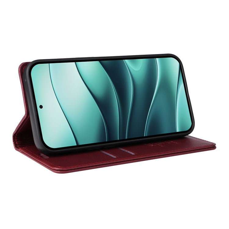 YIKATU YK-001 For Xiaomi Redmi Note 14 5G Case Stand Leather Phone Cover Strong Magnetic Closure - Wine Red