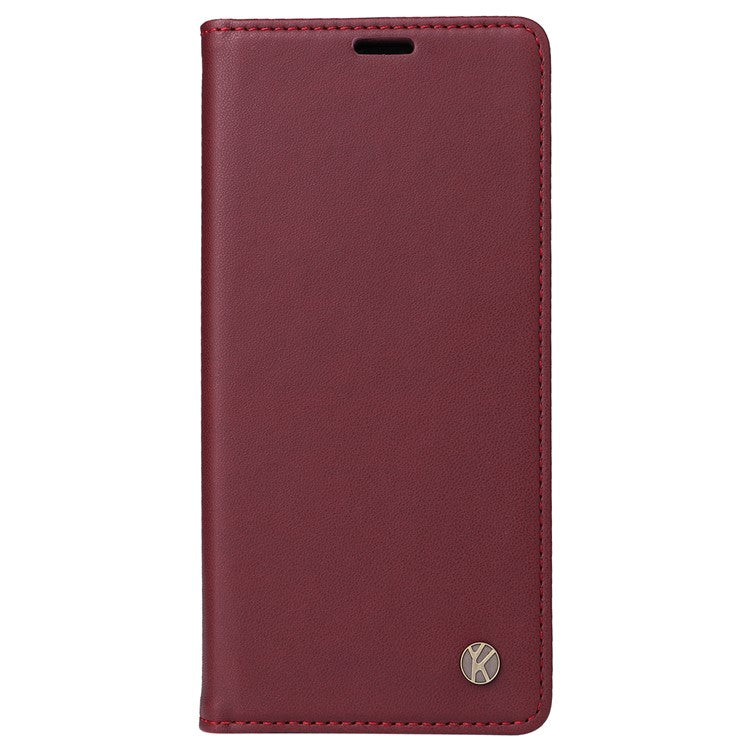 YIKATU YK-001 For Xiaomi Redmi Note 14 5G Case Stand Leather Phone Cover Strong Magnetic Closure - Wine Red