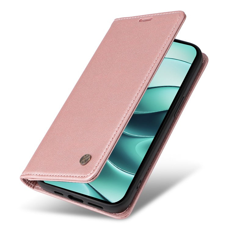 YIKATU YK-001 For Xiaomi Redmi Note 14 5G Case Stand Leather Phone Cover Strong Magnetic Closure - Rose Gold