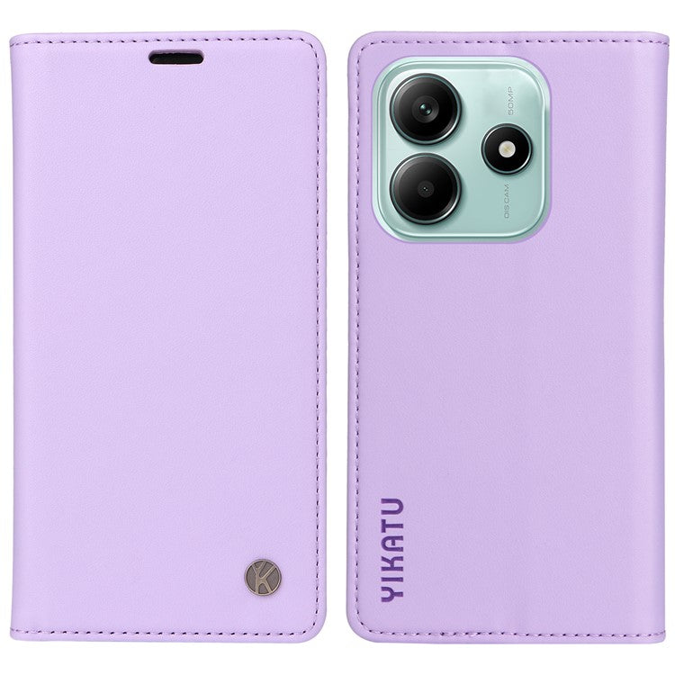 YIKATU YK-001 For Xiaomi Redmi Note 14 5G Case Stand Leather Phone Cover Strong Magnetic Closure - Light Purple