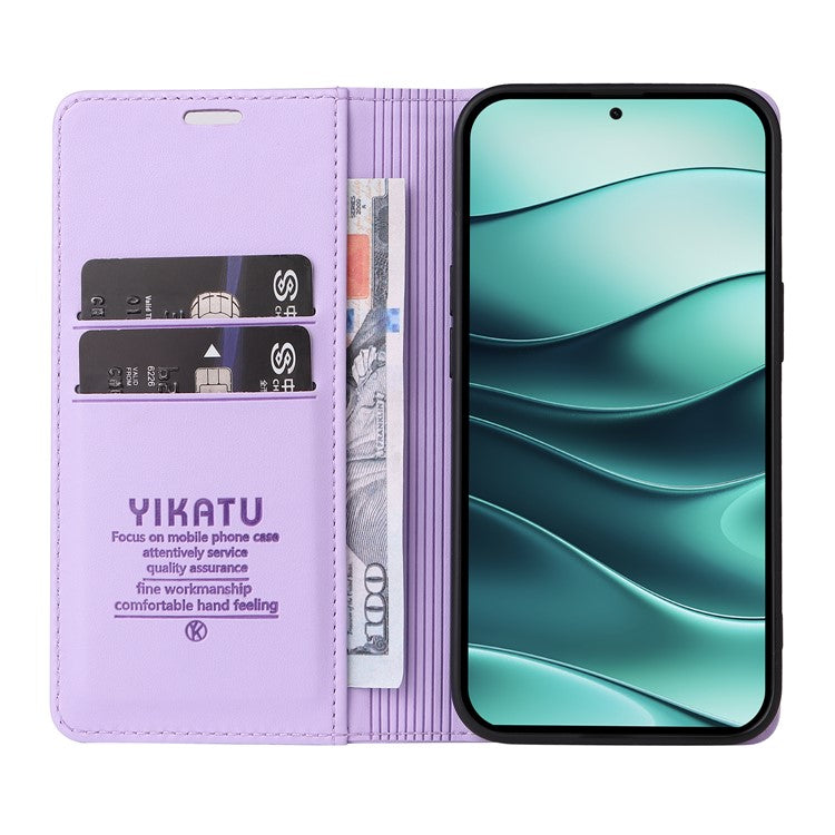 YIKATU YK-001 For Xiaomi Redmi Note 14 5G Case Stand Leather Phone Cover Strong Magnetic Closure - Light Purple