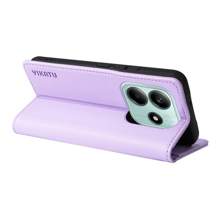 YIKATU YK-001 For Xiaomi Redmi Note 14 5G Case Stand Leather Phone Cover Strong Magnetic Closure - Light Purple