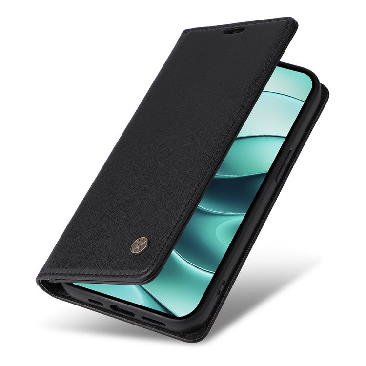 YIKATU YK-001 For Xiaomi Redmi Note 14 5G Case Stand Leather Phone Cover Strong Magnetic Closure - Black