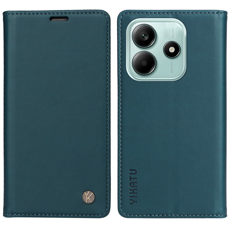 YIKATU YK-001 For Xiaomi Redmi Note 14 5G Case Stand Leather Phone Cover Strong Magnetic Closure - Green