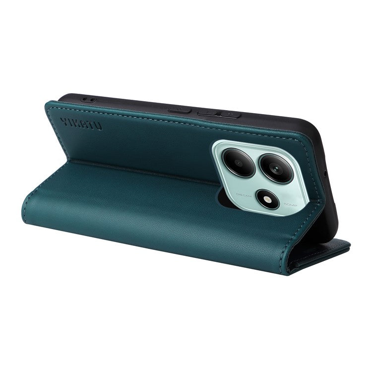 YIKATU YK-001 For Xiaomi Redmi Note 14 5G Case Stand Leather Phone Cover Strong Magnetic Closure - Green